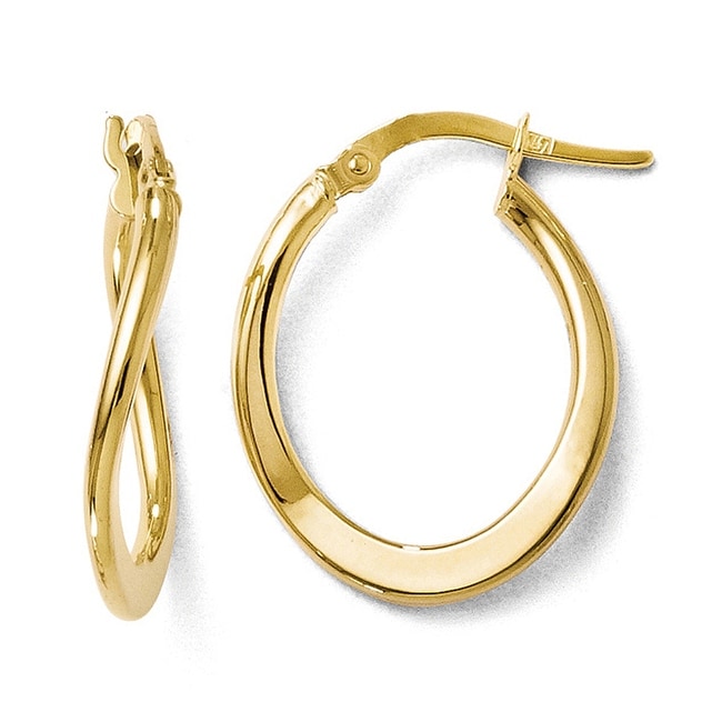 Italian 10k Gold Polished Hinged Hoop Earrings